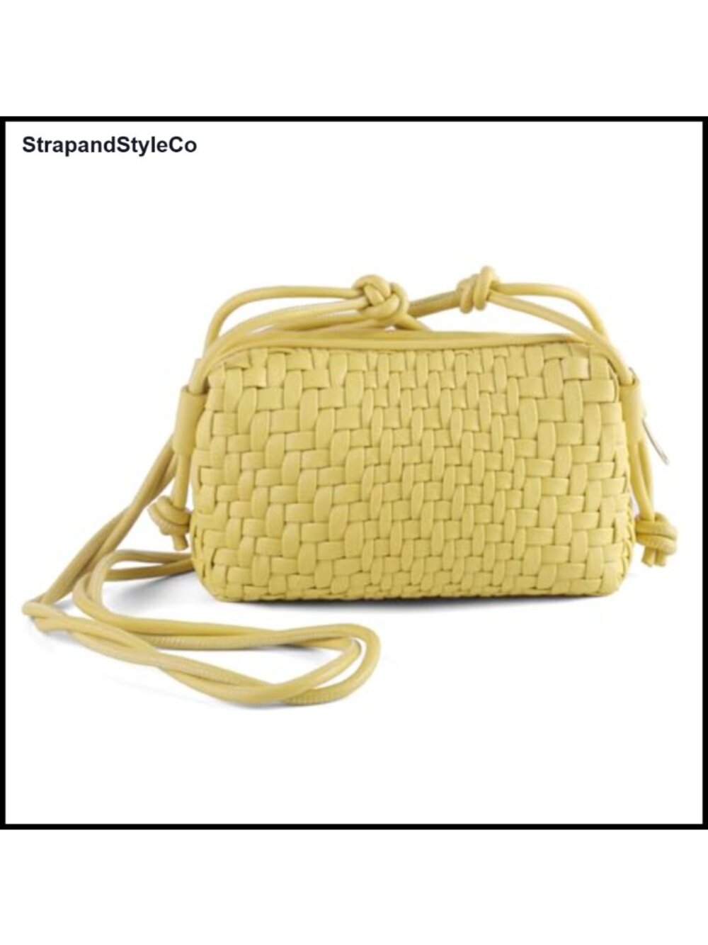Small Woven Crossbody Bag PU Vegan Leather Hand-Woven Purse Adjustable Strap